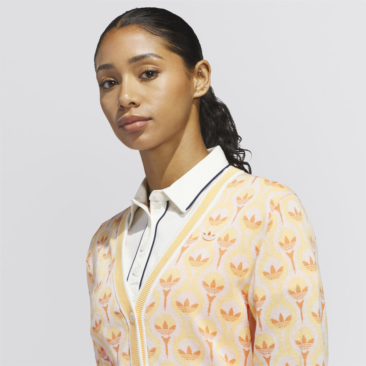 Womens Originals All Over Cardigan White/Ice Tangerine