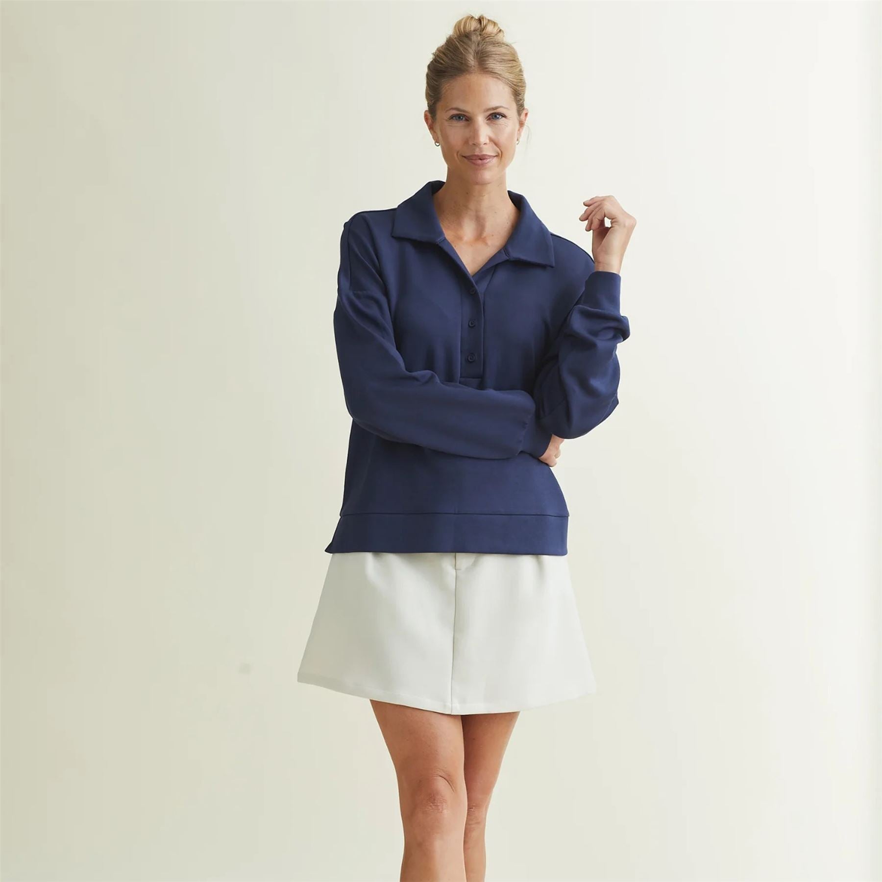 Womens Polo V-Neck Top Dress Blues