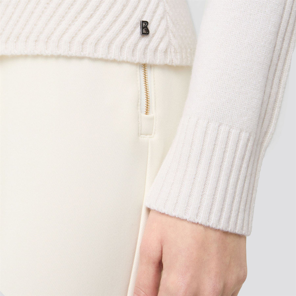 Womens Shannon Cashmere Quarter Zip Sweater White