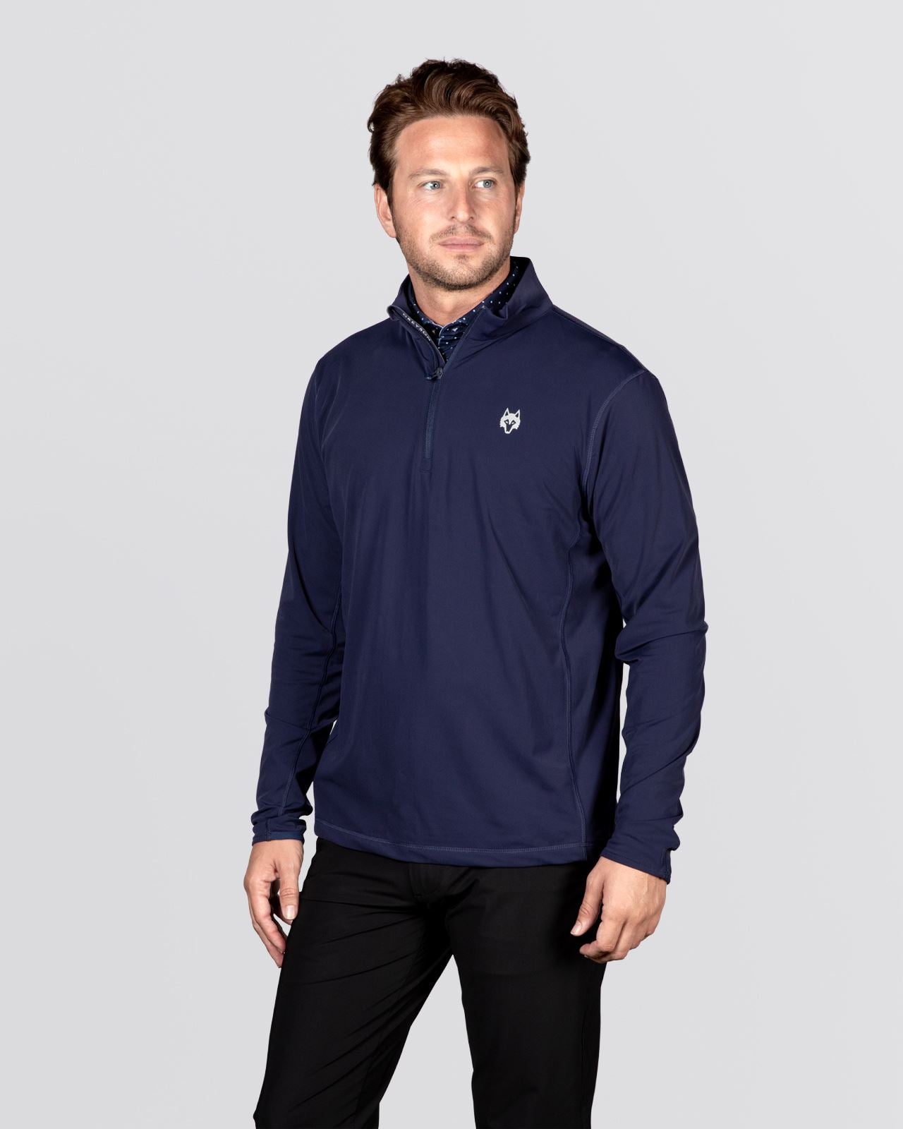 Tate Quarter Zip Maltese Blue