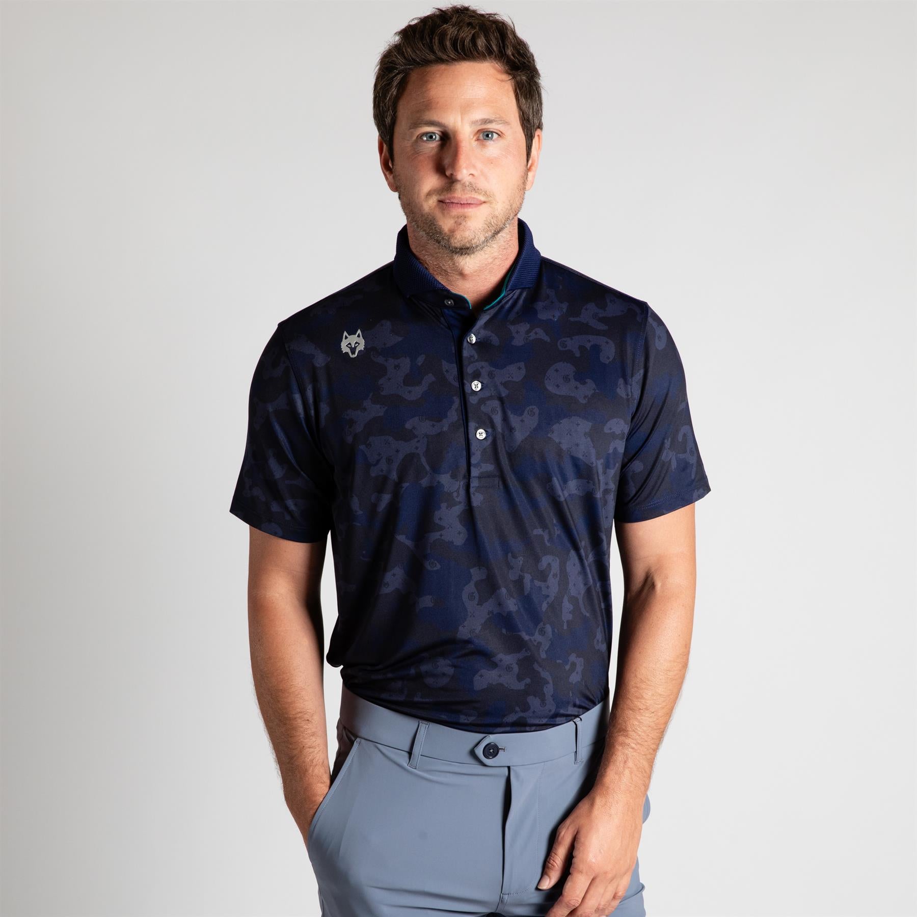 GREYSON グレイソン　GOAT CAMO POLO　表記Mサイズ Greyson G.O.A.T Camo Polo Maltese Blue | TRENDYGOLF USA