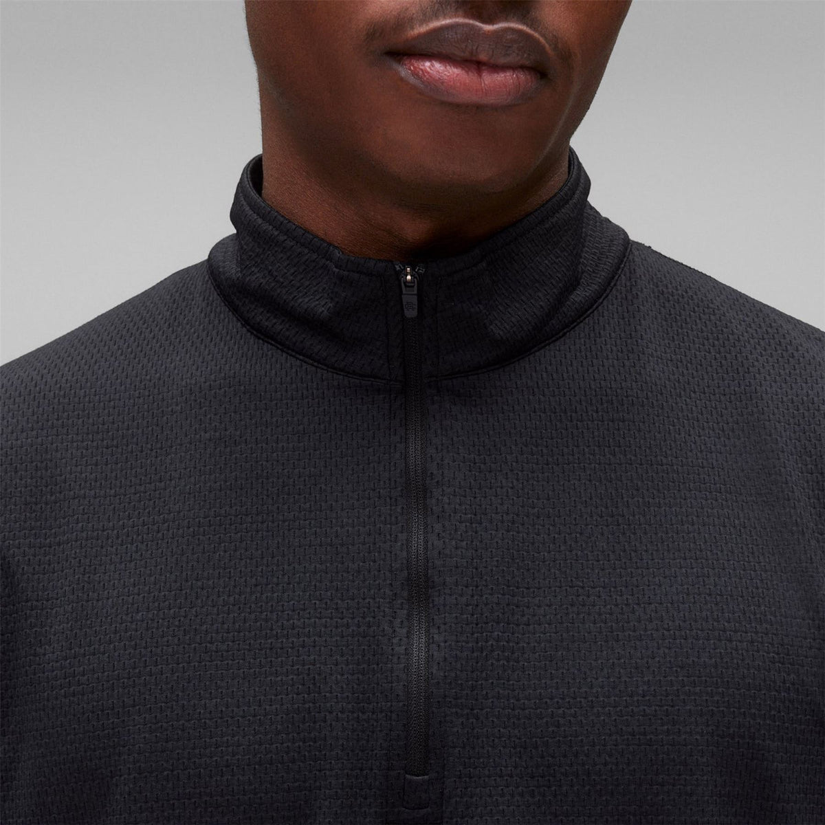 Solotex Mesh Tiebreak Quarter Zip Black