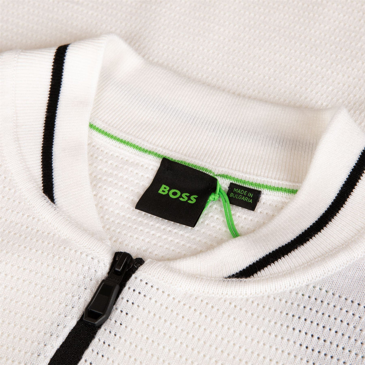 Mesh Heritage Quarter Zip Polo White