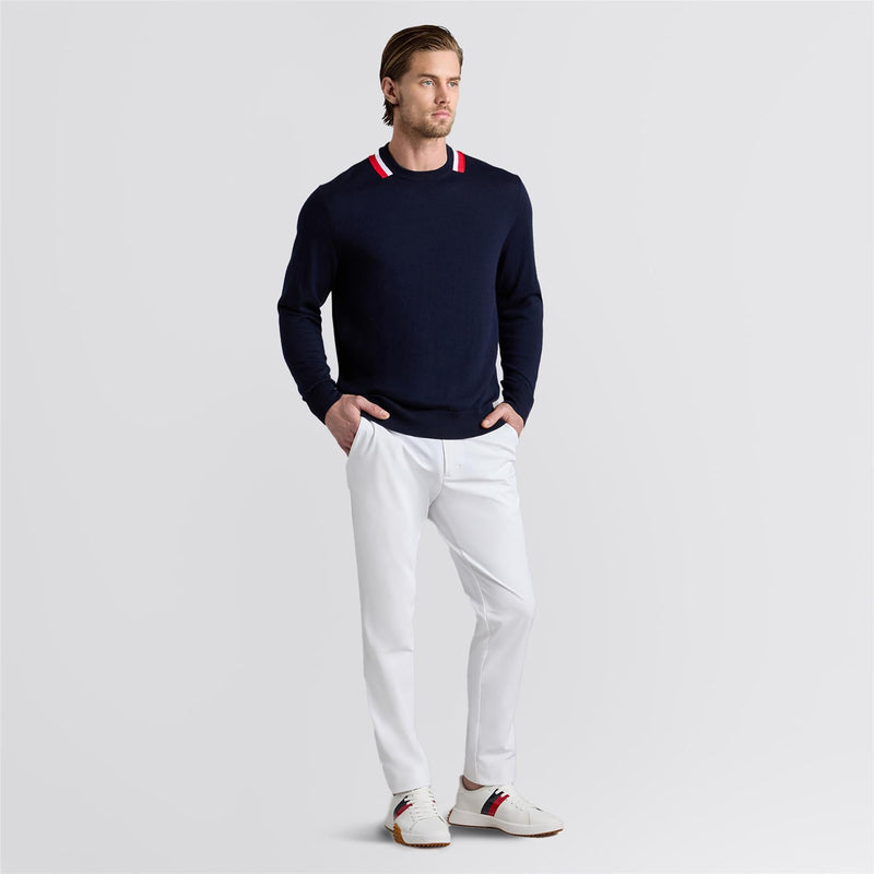 Color Block Merino Wool Sweater Twilight/Lava