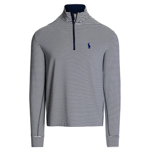 Striped Jersey Quarter Zip Pullover Refined Navy/Ceramic White - SS24