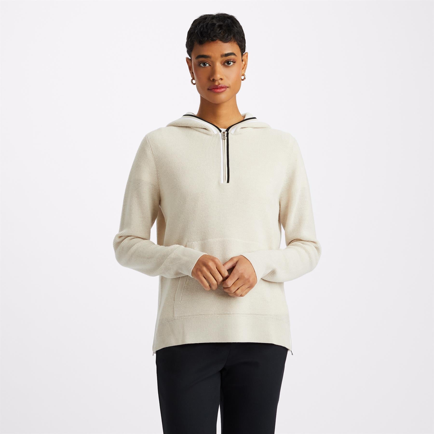 Merino Wool Sweater, Women's Powder High Neck