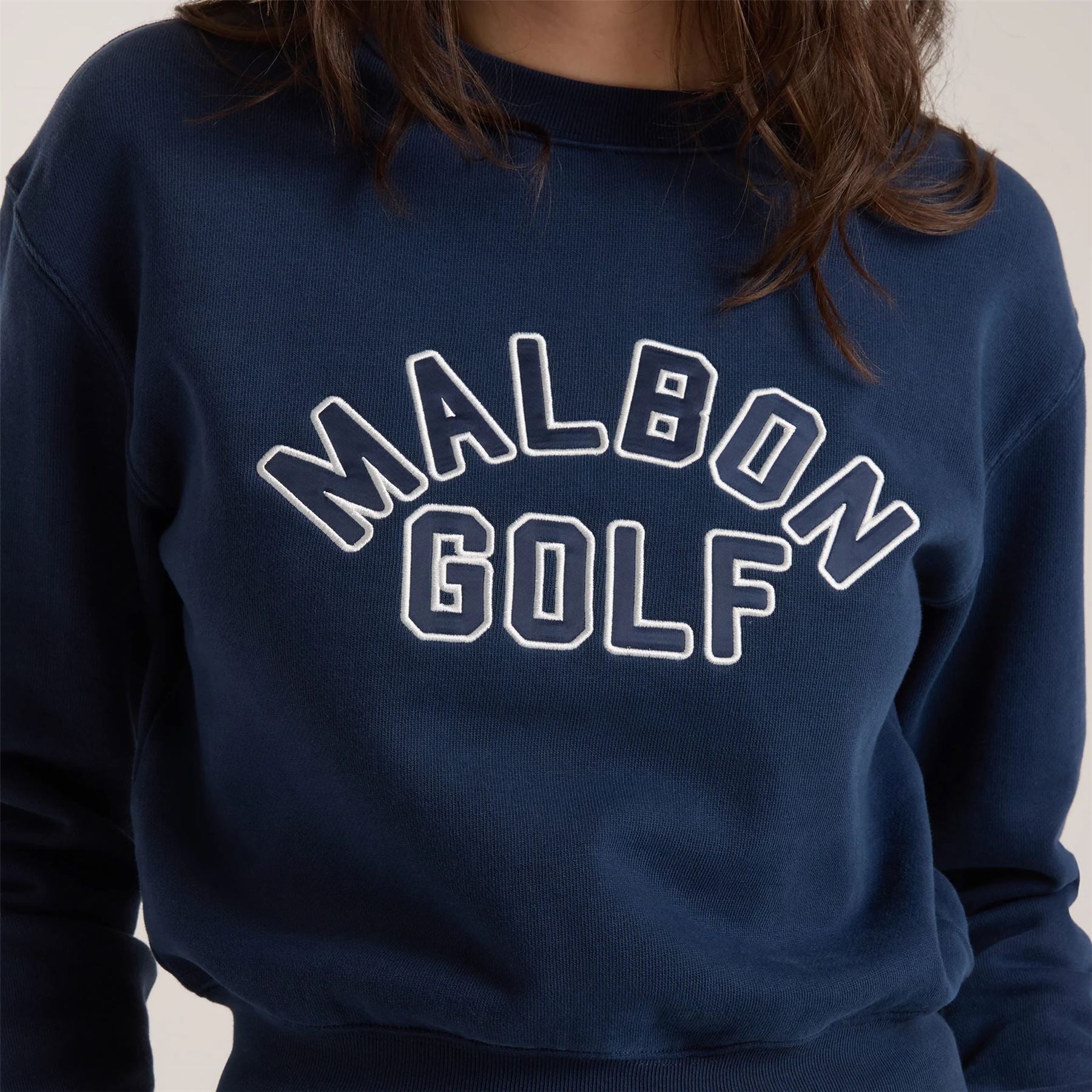 【MALBON GOLF】 Ivy Crewneck Sweater ■WOMAN Malbon Golf Ivy Crewneck Sweater Navy | TRENDYGOLF USA