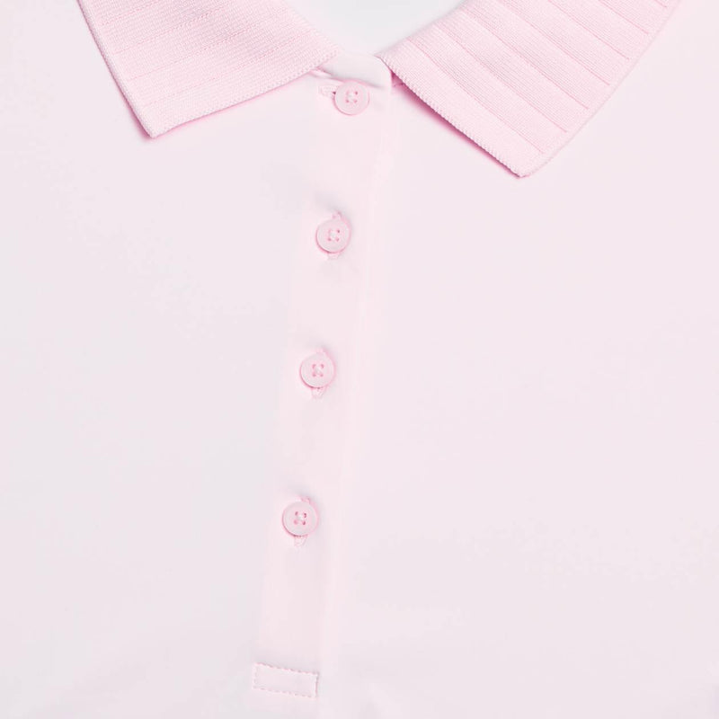 Womens Pleated Collar Silky Tech Nylon Sleeveless Polo Blush
