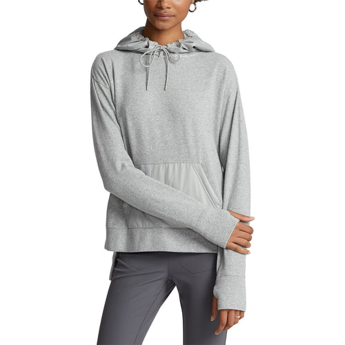 Womens Logo Hybrid Jersey Hoodie Light Grey Heather