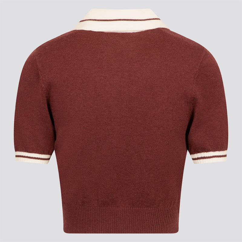 Womens Mikayla Cropped Knit Top Red Mahogany