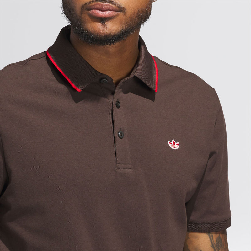 Originals Twistknit Trefoil Polo Dark Brown