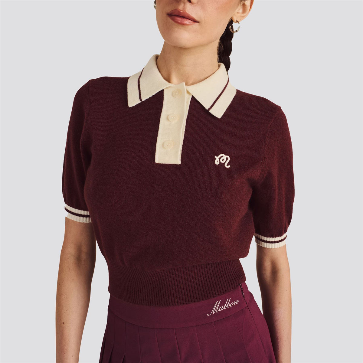 Womens Mikayla Cropped Knit Top Red Mahogany