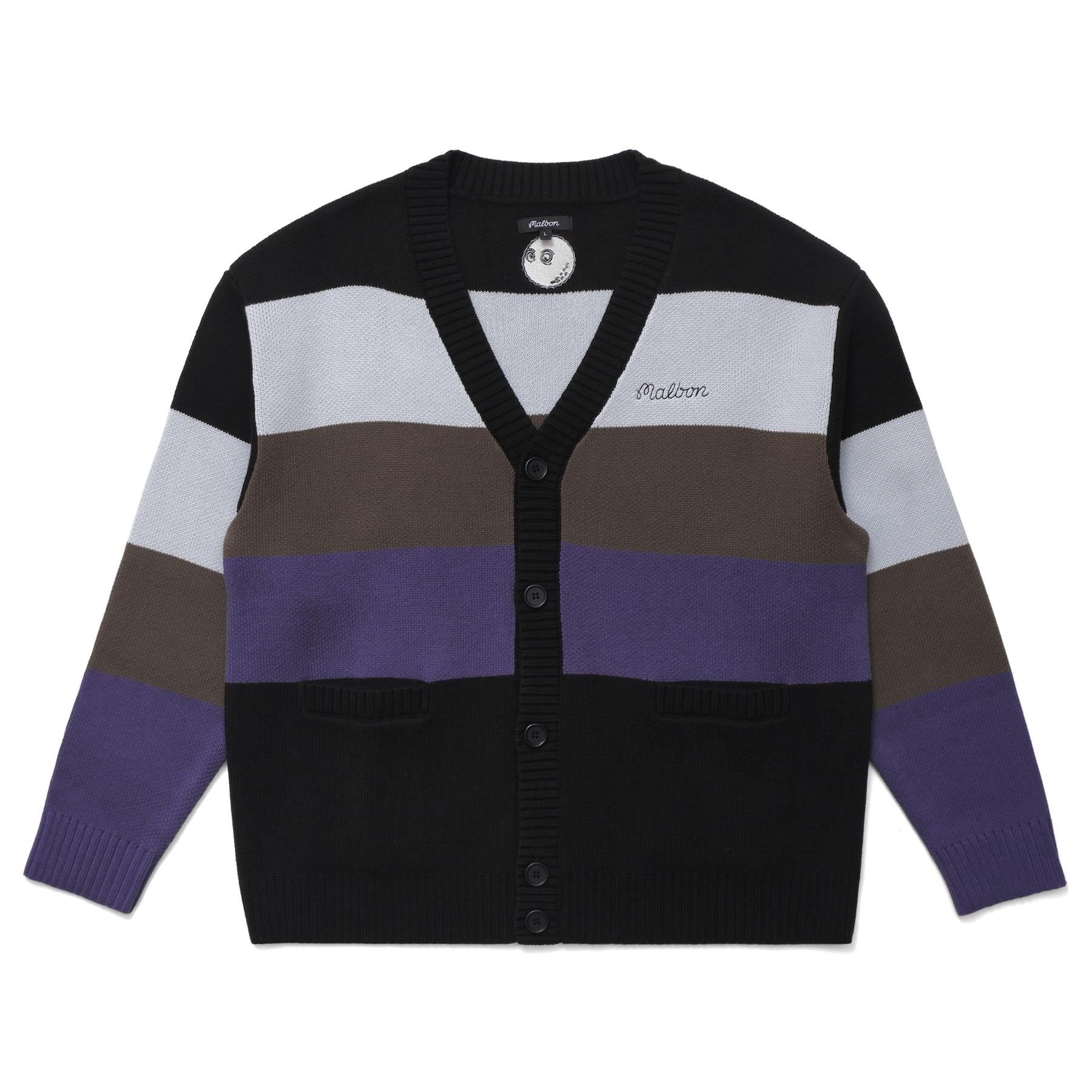 Malbon Golf Fairbanks Cardigan Sweater Black/Purple/Moss