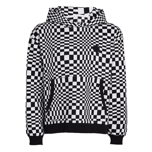 Distorted Check Unisex Oversized French Terry Hoodie Snow - AW23