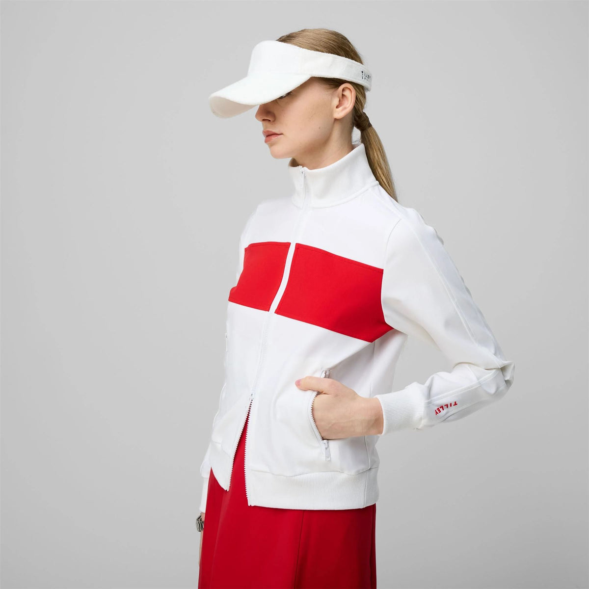 Womens Warm Up Jacket White/Sport Red
