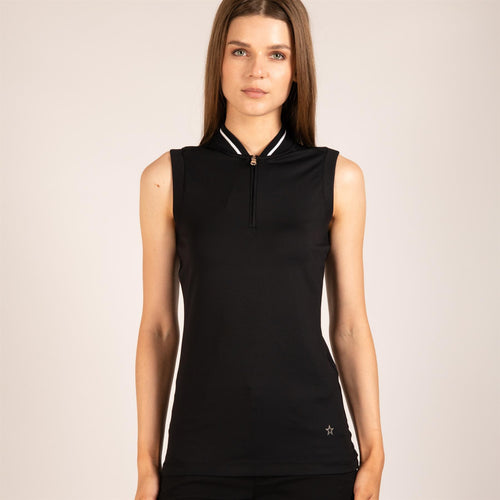 Womens The Maddie Sleeveless Polo Black