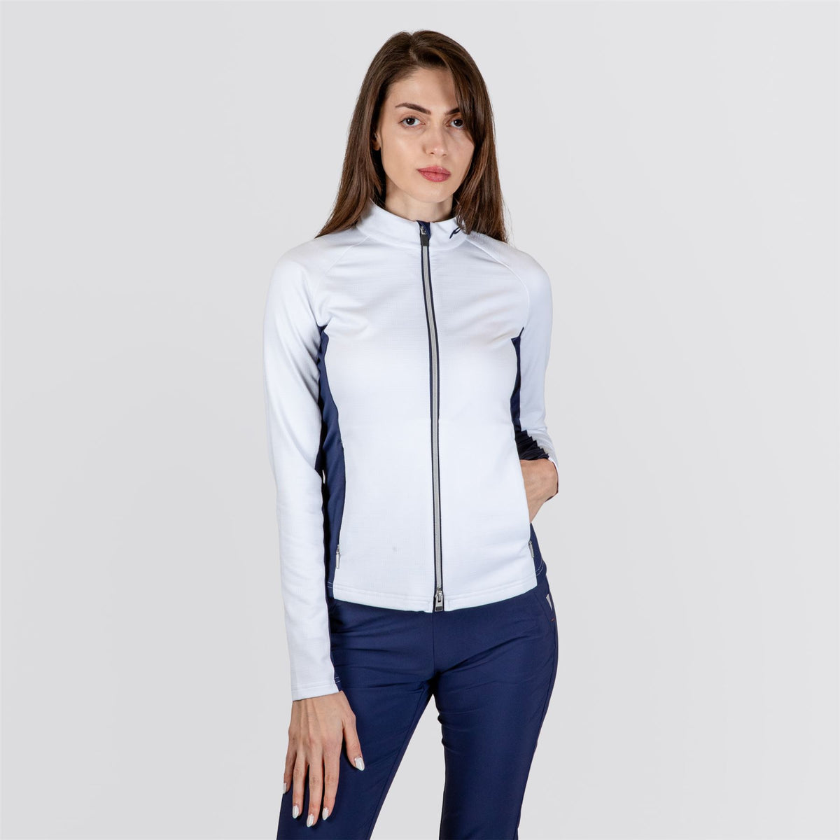 Womens Emelia Half Zip Mid Layer Jacket White/Atlanta Blue