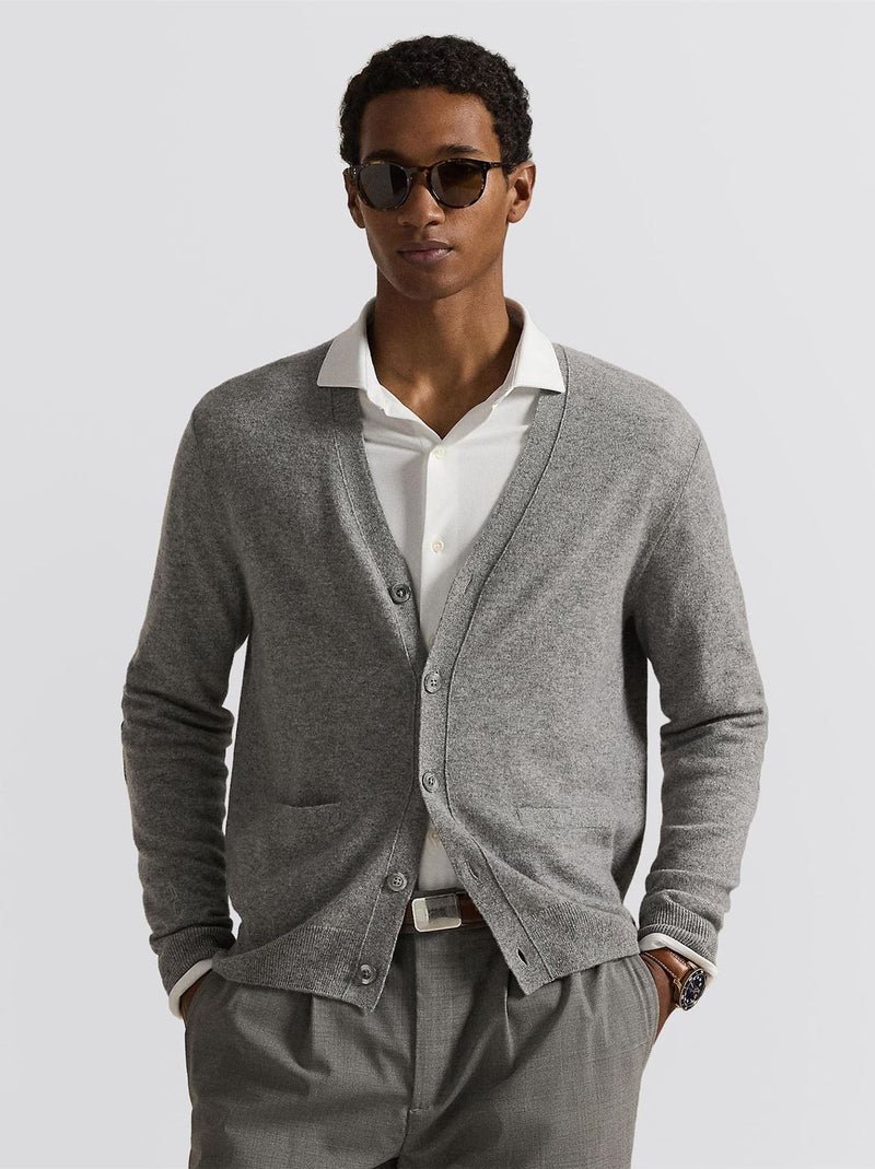 RLX Suede Patch Cashmere Cardigan