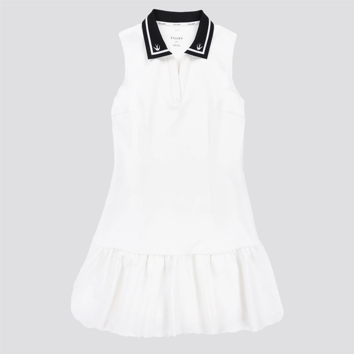 Womens Airloft Ruffle Hem Dress White/Black