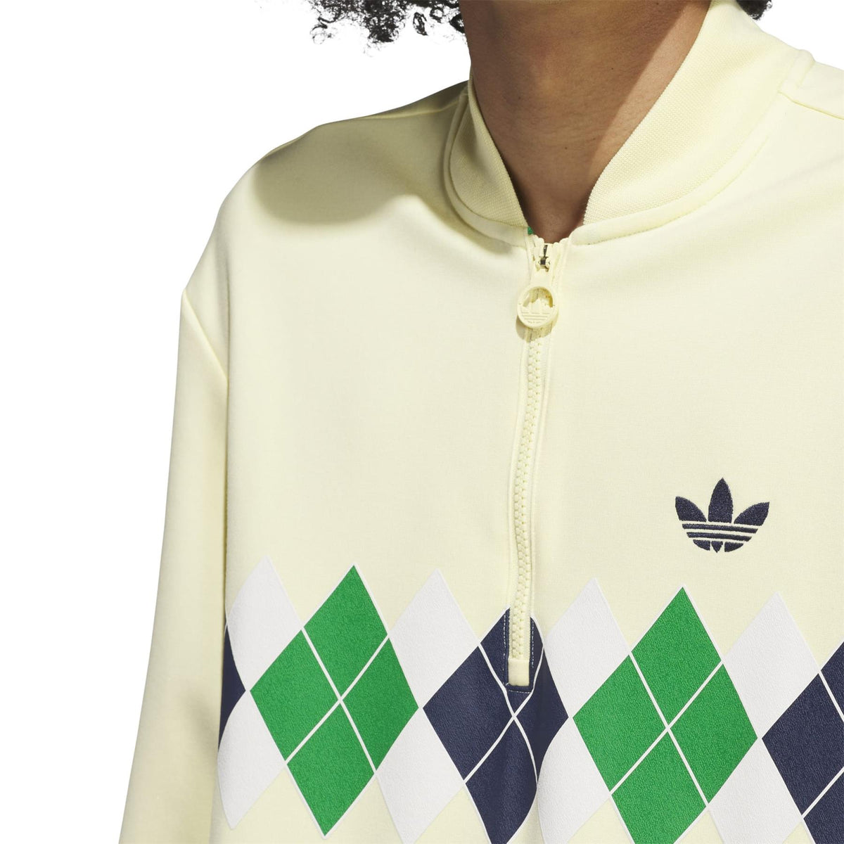 Argyle Printed Quarter Zip Yellow