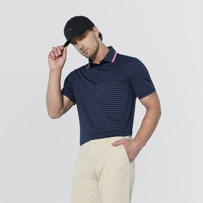 Perforated Stripe Polo Twilight
