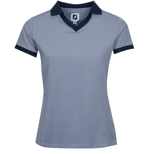 Womens Short Sleeve Open Collar Navy
