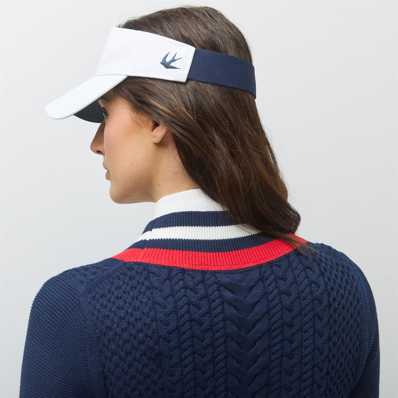 Womens Preppy Deep V Sweater Navy