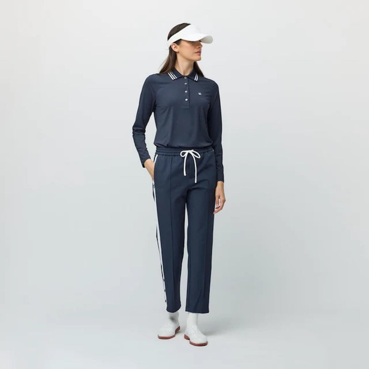 Womens Striped Sport Pants Navy/White