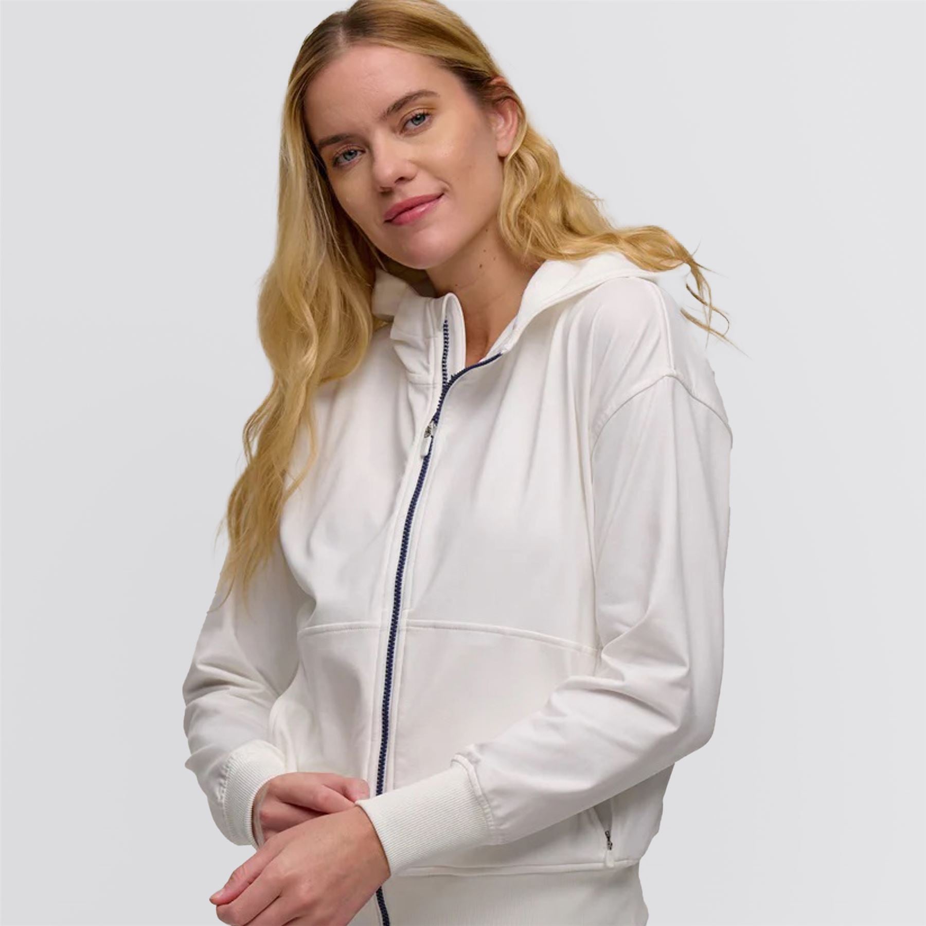 Womens Zoe Full Zip Hoodie White