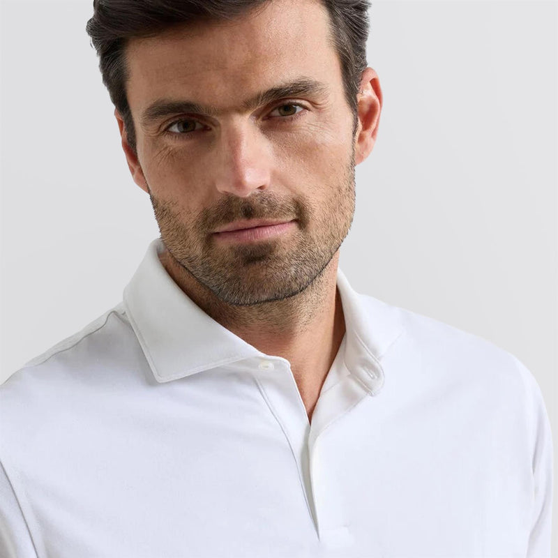 Albatross Cotton-Blend Pique Polo White