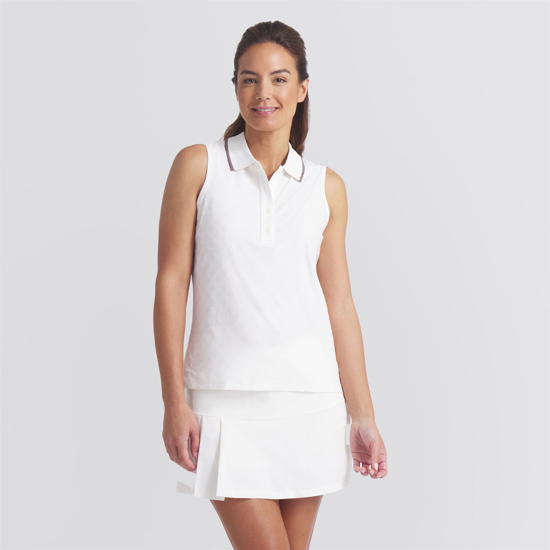 x AP Womens Jacquard SL Polo Warm White