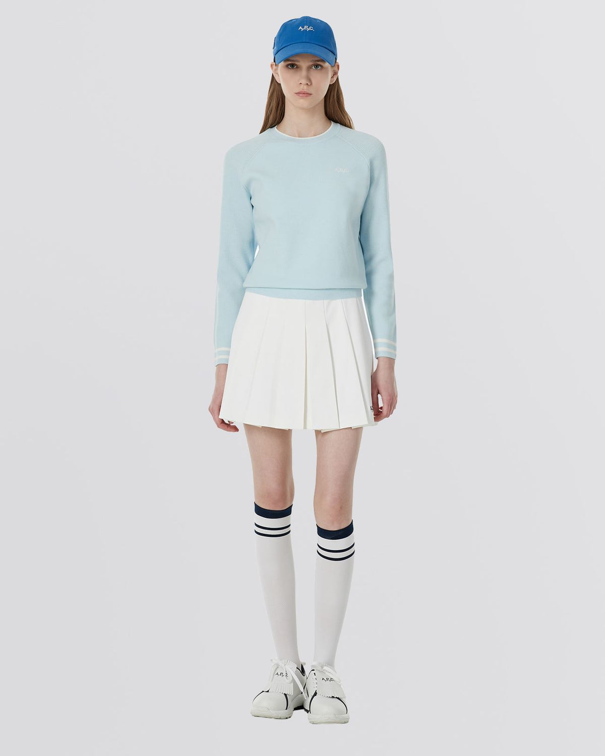 Aude Pleated Skirt White