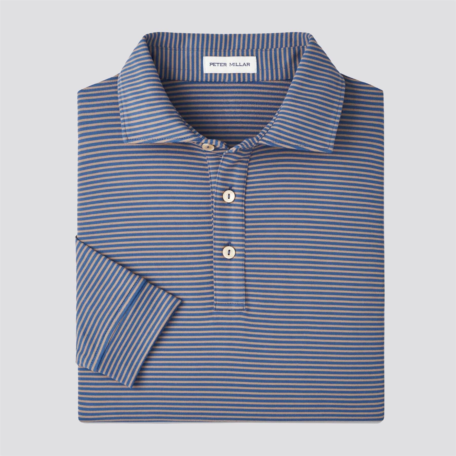 Peter Millar Lyons Performance Jersey LS Polo Blue Haze