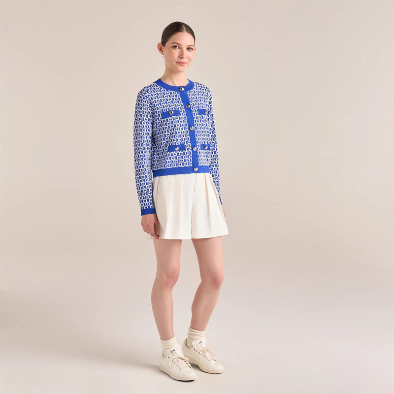 Womens Amelia Knit Cardigan Marazine Blue/Snow White
