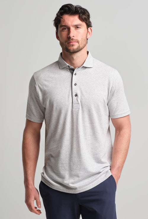 Fessenden Polo Light Grey Heather Houndstooth