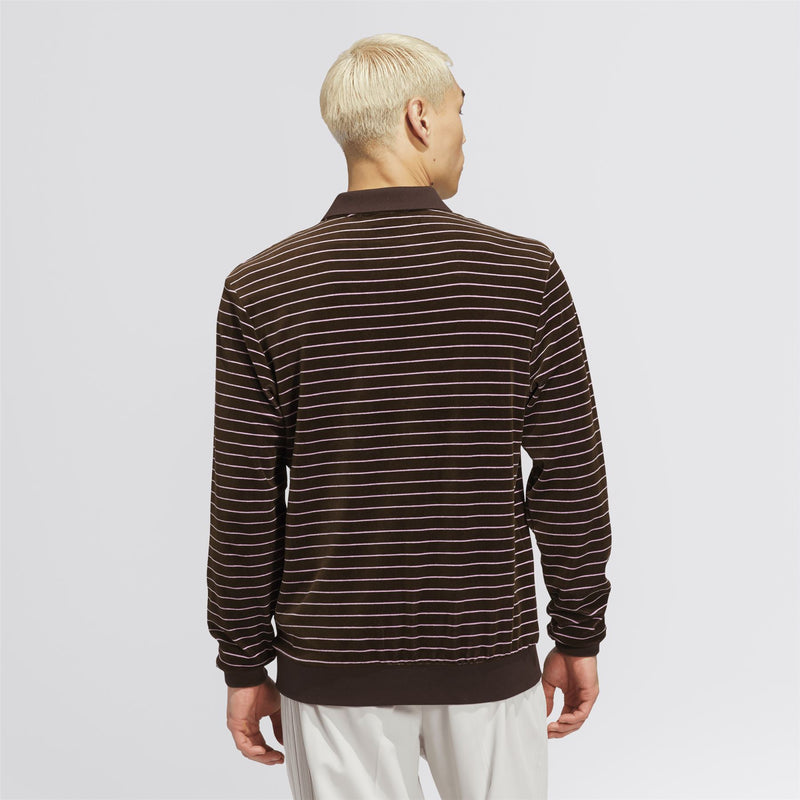 Originals Velour LS Polo Dark Brown/Bliss Lilac