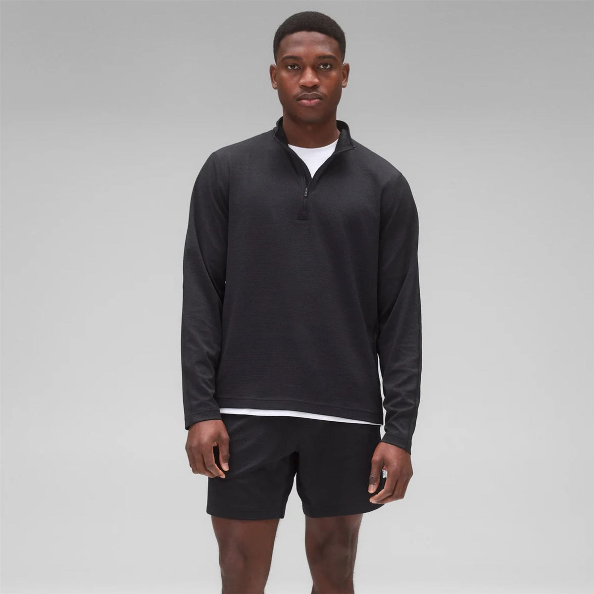Solotex Mesh Tiebreak Quarter Zip Black