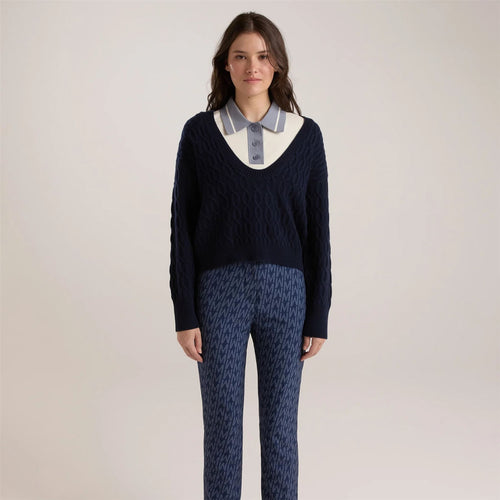 Womens Gabrielle Cableknit Sweater Navy