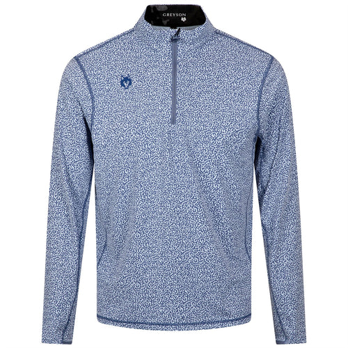 Lake Trout Printed Tate Quarter Zip Mid Layer Delphinium - AW24