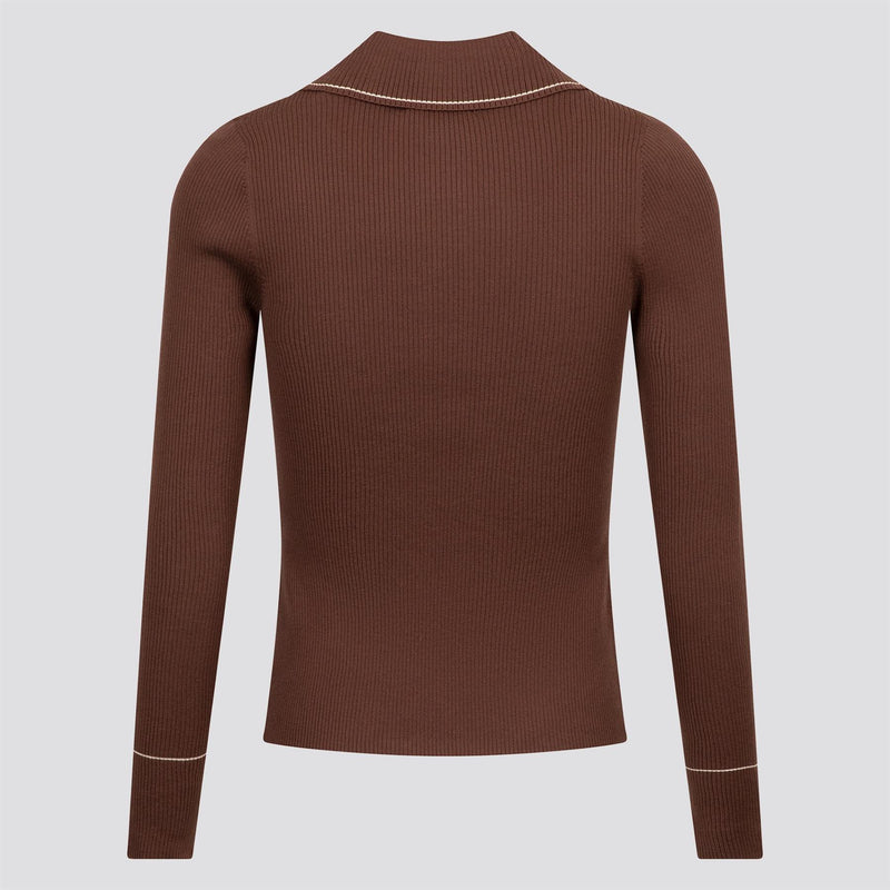 Womens Agatha Knit Polo Mahogany