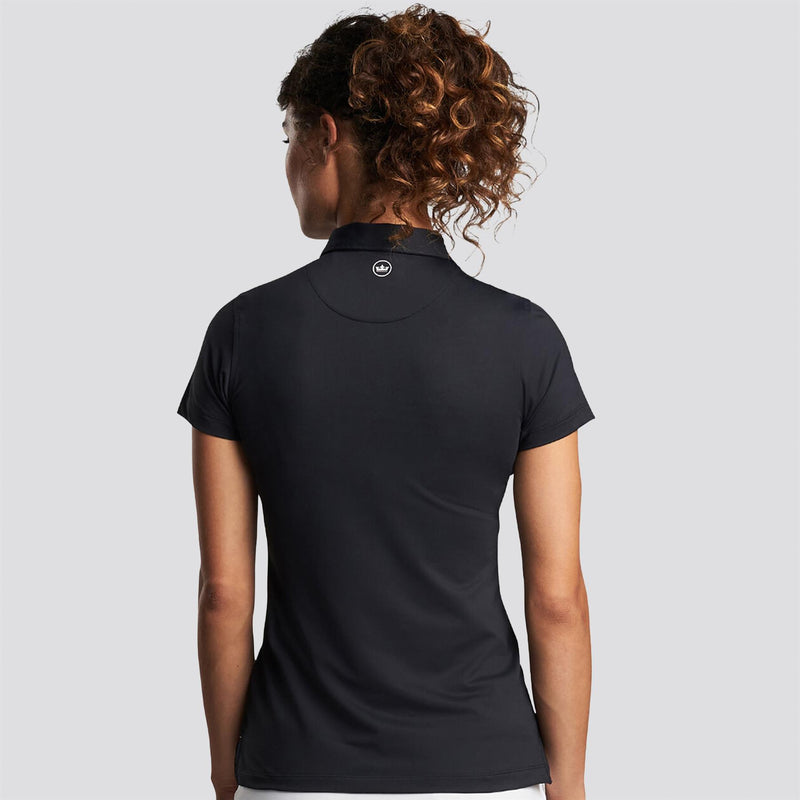 Womens Short Sleeve Button Polo Black