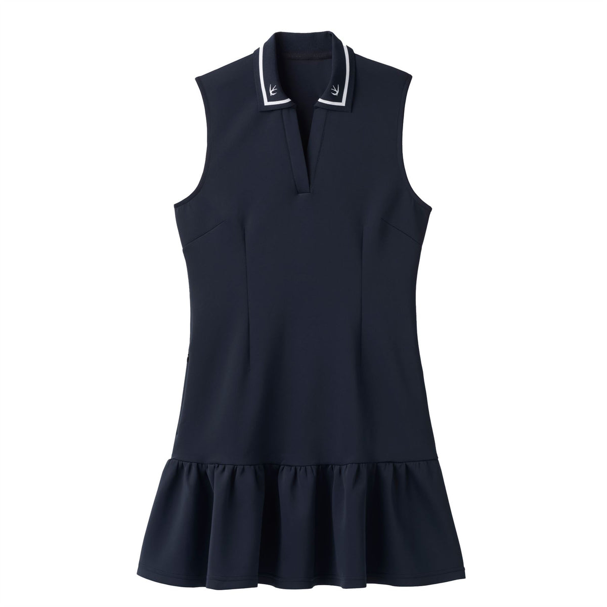 Womens Airloft Ruffle Hem Dress Navy/White