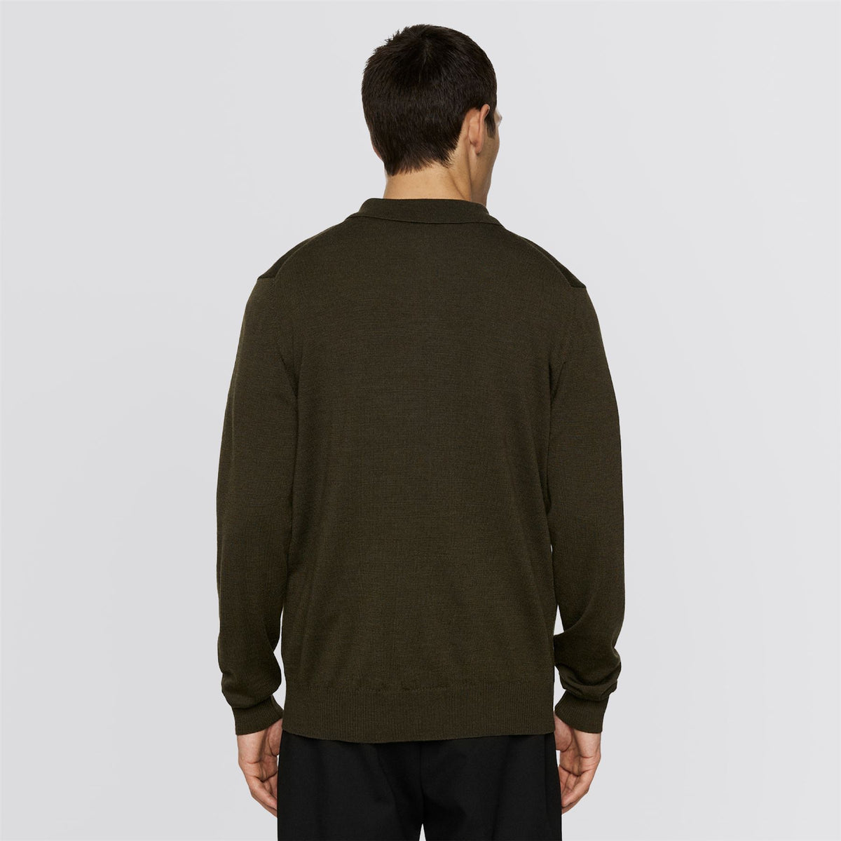Kai Knitted Merino Polo Forest Green Melange