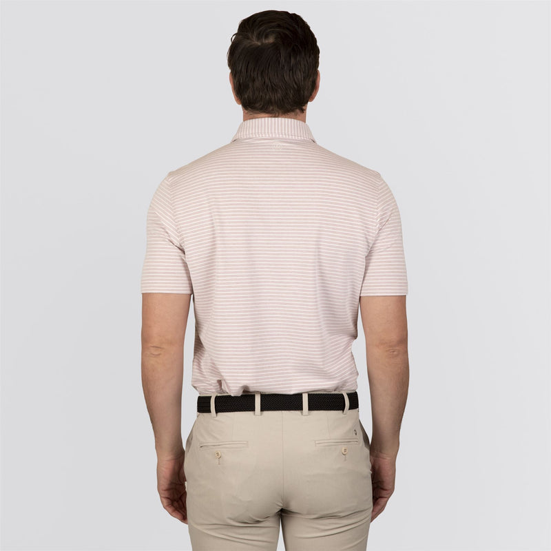 Albatross Stripe Cotton-Blend Pique Polo Faded Scarlett