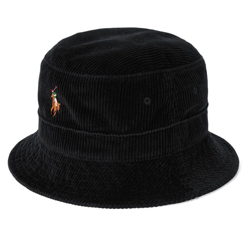 Corduroy Loft Pony Bucket Hat Polo Black - AW23