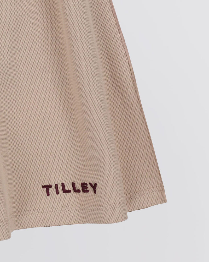 Womens Preppy Pique Mini Skirt Tan/Chocolate