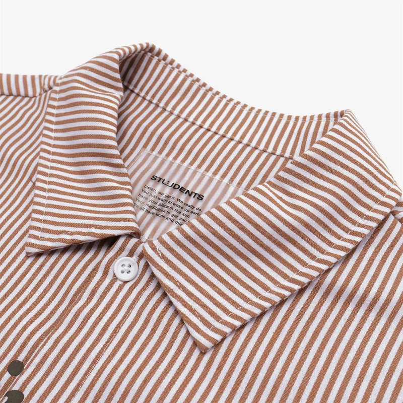 Reymon Stripe Oxford Button Up Shirt Brown