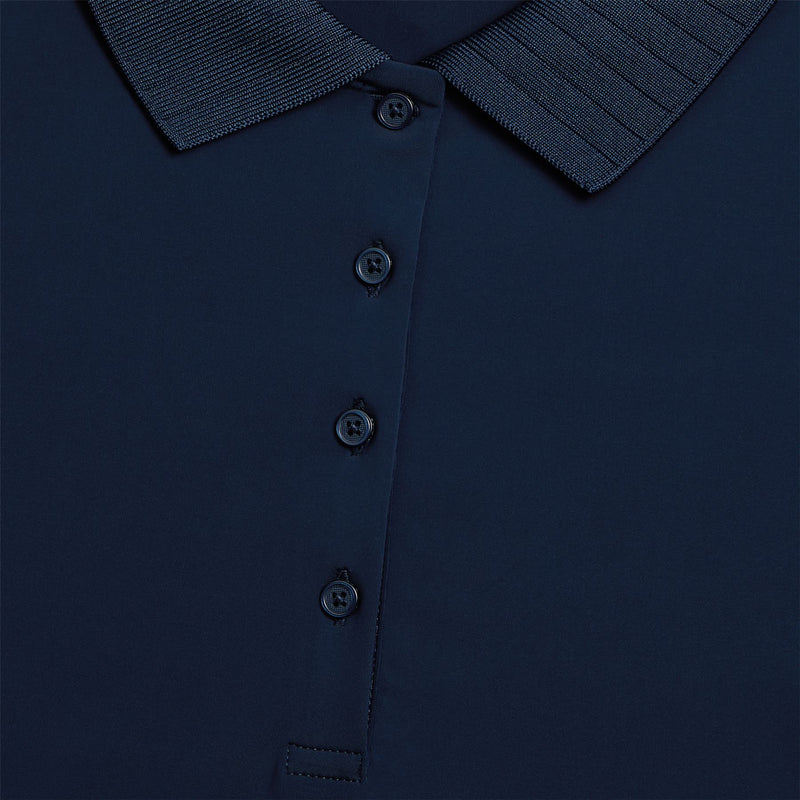 Pleated Collar Silky Tech Nylon SL Polo Twilight