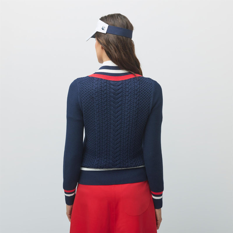 Womens Preppy Deep V Sweater