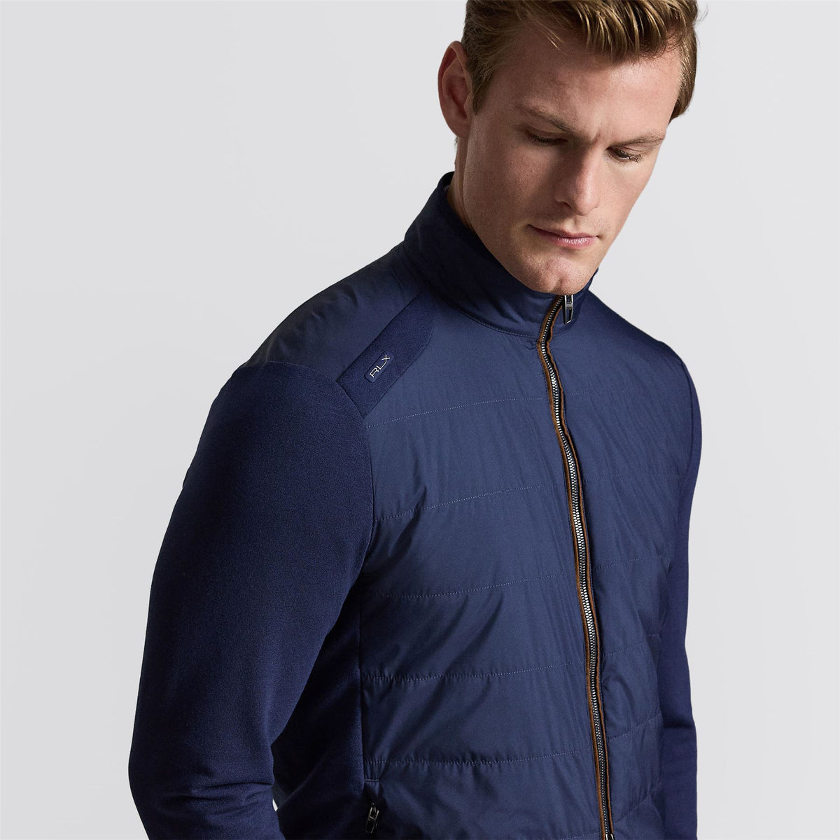 RLX Hybrid Mock Neck Full Zip Jacket Refined Navy